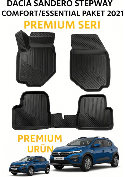 Dacia Sandero Stepway 2021+ Araca Özel 3D Havuzlu Paspas Bardaksız