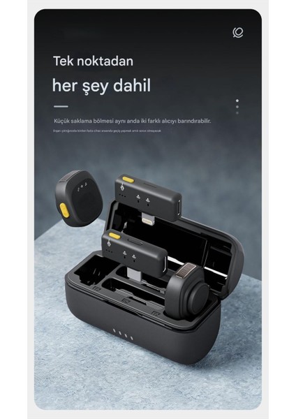 Kablosuz Ikili Yaka Yayın Mikrofonu | Profesyonel - Şarj Kutulu | Yankı & Müzik Modu | Uzun Pil Ömrü