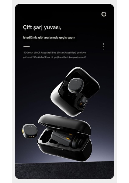 Kablosuz Ikili Yaka Yayın Mikrofonu | Profesyonel - Şarj Kutulu | Yankı & Müzik Modu | Uzun Pil Ömrü