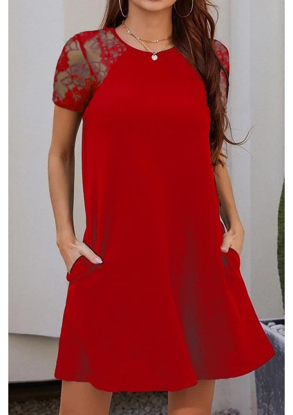 Kol Dantel Viskon Elbise