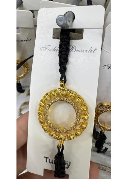 Çeyrek Takılan Altın Kaplama Ip Örgülü Bileklik M6