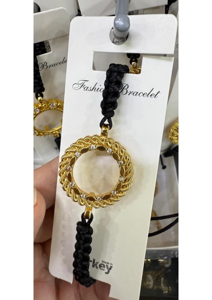 Çeyrek Takılan Altın Kaplama Ip Örgülü Bileklik M15