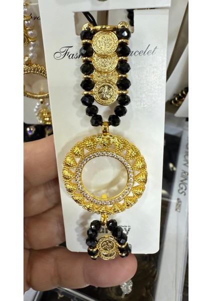 Çeyrek Takılan Altın Kaplama Kristal Taşlı Bileklik M4