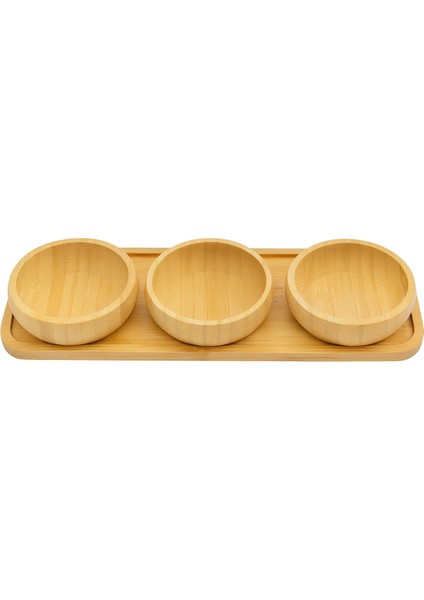 Bambu Çok Amaçlı Çerezlik ve Kahvaltılık - Sunum Tepsili - 3lü Yuvarlak modelleri