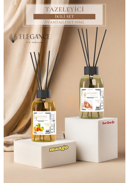 Ekonomik 2li Set (Mango + Bebek Reed Diffuser Çubuklu Oda Kokusu 55 ml