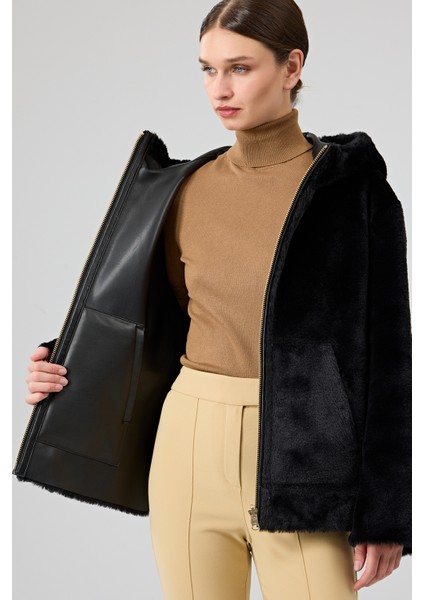 Gardena Kadın Siyah Çift Taraflı Teddy Mont 24WGD5241FF