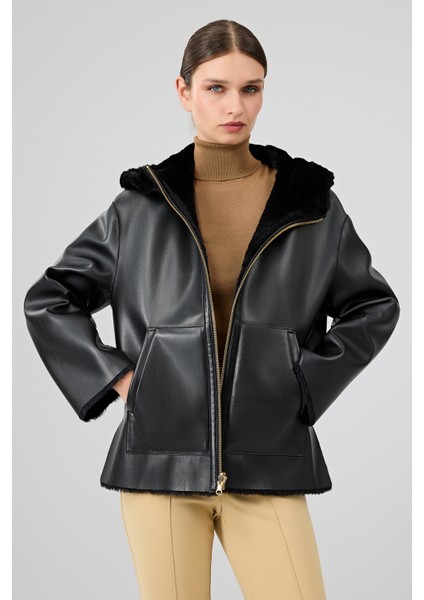 Gardena Kadın Siyah Çift Taraflı Teddy Mont 24WGD5241FF