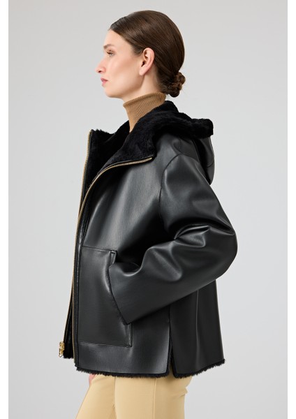 Gardena Kadın Siyah Çift Taraflı Teddy Mont 24WGD5241FF