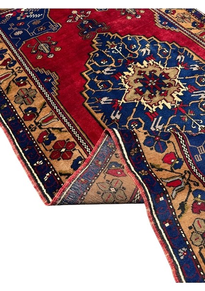 El Dokuma Yahyalı Halısı 121X235 Kök Boya Lacivert Yün Halı indirimleri