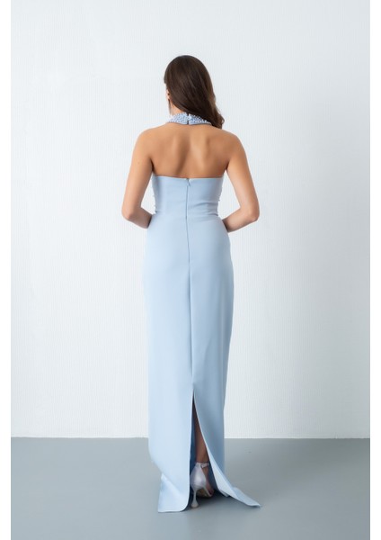 Kadın Bebe Mavi Halter Yaka Incili Söz Nişan Nikah Abiye Elbise indirimleri
