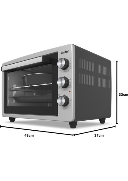 Midi Fırın 34 lt Inox 4 Fonksiyon Statik Pişirme Termostatlı Isı Kontrol Mekanik Zamanlayıcı