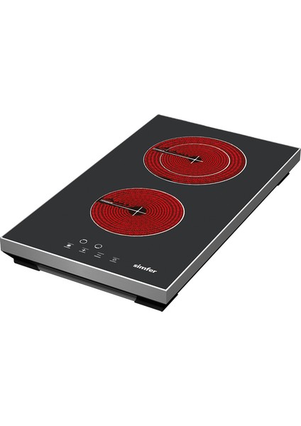 3045 2 Gözlü Elektrikli Set Üstü Siyah Cam Ocak