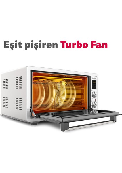 Turbo Midi Fırın Inox 45 Lt Paslanmaz Çelik Krom Tepsili Ayarlanabilir Isı ve Zamanlayıcı Özellikli indirimleri