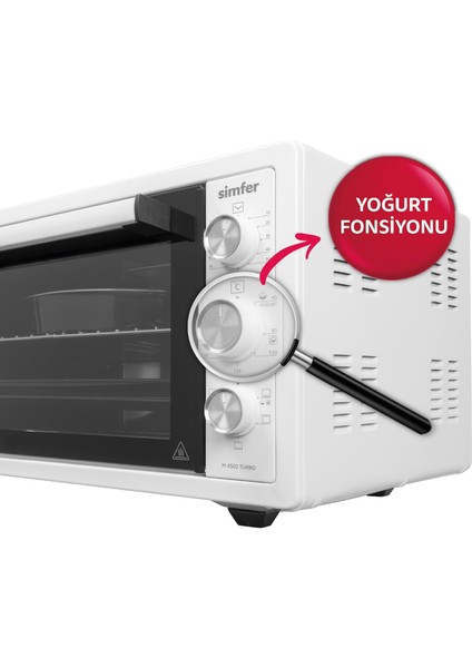 4552 Yoğurt Yapma Fonksiyonlu Camlı Kapak Turbo Beyaz 45 Lt Midi Fırın