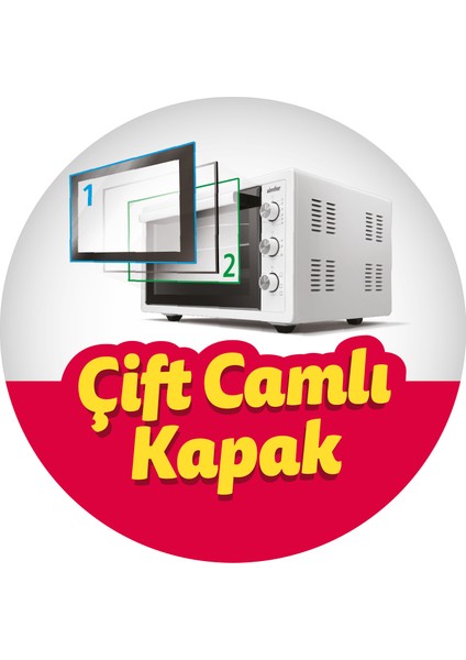7003 Yoğurt Yapma Fonksiyonlu Çift Camlı Kapak Turbo İnox Gri 70 Lt Midi Fırın modelleri