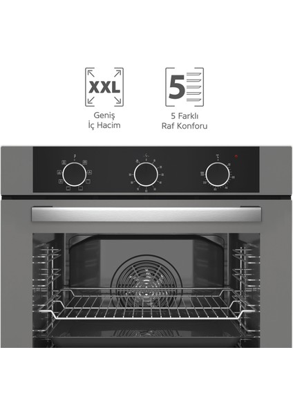 8222 9 Fonksiyon QS Gri Cam Ankastre Fırın Power Turbo Pop-up modelleri