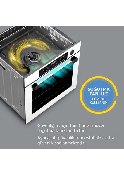 8222 9 Fonksiyon QS Gri Cam Ankastre Fırın Power Turbo Pop-up