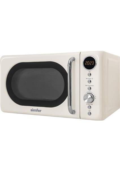 SK-4605 Retro Krem Mikrodalga Fırın 20 lt Kapasite 700 W Dijital Kontrol Paneli fiyatları