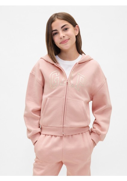 Kız Çocuk Pembe Gap Logo Fermuarlı Sweatshirt fiyatları