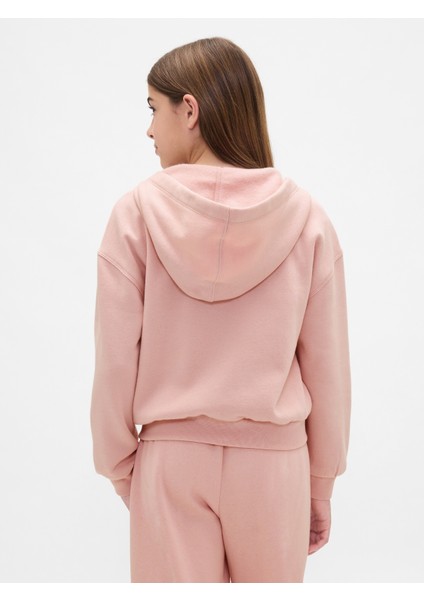Kız Çocuk Pembe Gap Logo Fermuarlı Sweatshirt