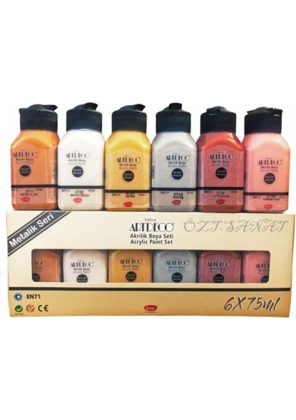 Akrilik Boya 6x75 ml Metalik Renkler