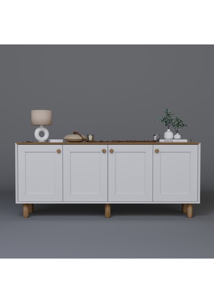 Bohem Serisi Natura Mat Beyaz - Açık Ceviz Konsol fırsatları