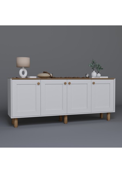 Bohem Serisi Natura Mat Beyaz - Açık Ceviz Konsol indirimleri