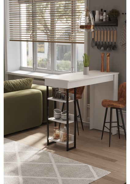 DF01103B Raflı Yüksek Bar Masası Mutfak Yemek Masası modelleri