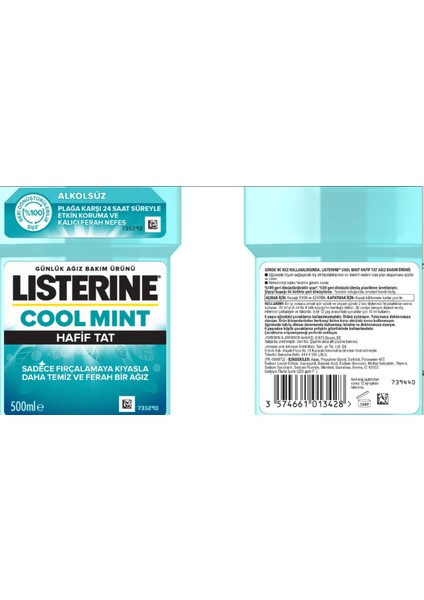 Cool Mint Hafif Tatlı Alkolsüz Ağız Bakım Suyu 500 ml – Plak ve Koku Önleyici, Nane Ferahlığı ile Uzun Süreli Etki