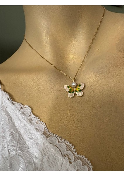 Çelik Renkli Kelebek Kolye modelleri