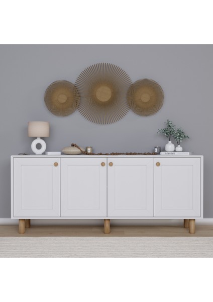 Natura Kapaklı Aynasız Bohem Ayaklı Konsol Beyaz 180 Cm