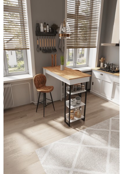 DF01103AC Raflı Yüksek Bar Masası Mutfak Yemek Masası fiyatları