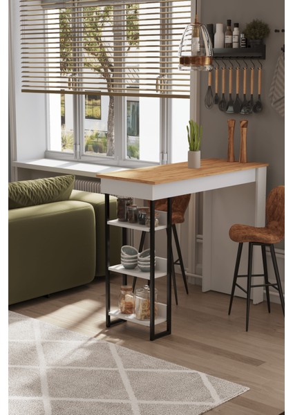 DF01103AC Raflı Yüksek Bar Masası Mutfak Yemek Masası modelleri