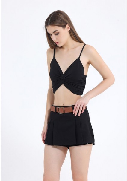 Siyah Mini Boy Şort Etek