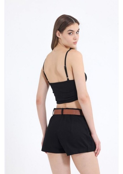 Siyah Mini Boy Şort Etek