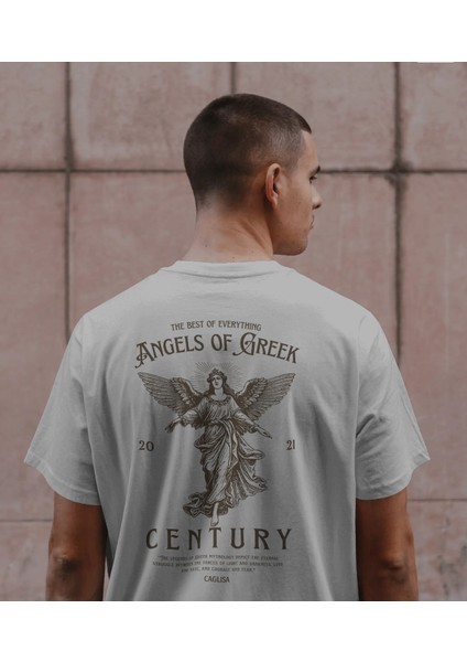 Yunan Mitolojik Karekter Baskılı Oversıze Kadın Erkek Tshirt - Bol Kesim Unısex Sırt ve Göğüs Baskılı Tişört - Caglisa Özel Tasarım