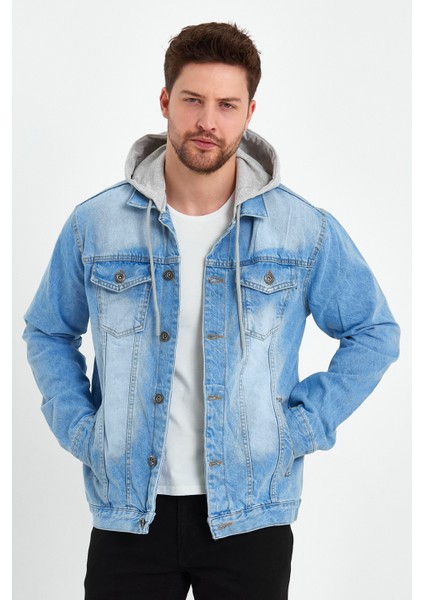 Erkek Basic Mevsimlik Kapşonlu B.mavi Kot Ceket indirimleri