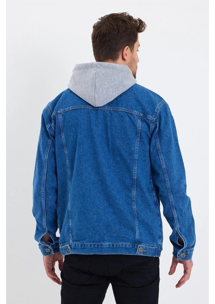 Erkek Basic Mevsimlik Kapşonlu Mavi Kot Ceket modelleri