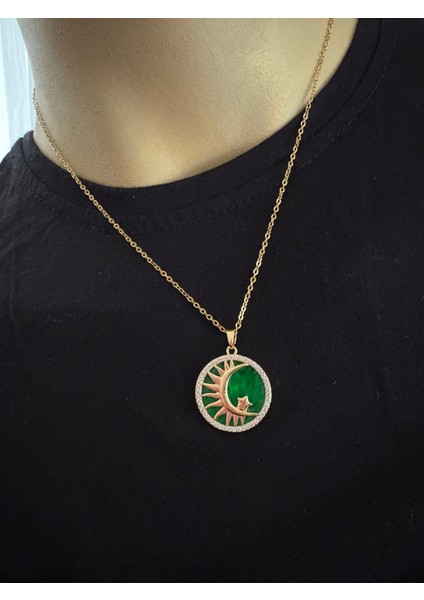 Çelik Vintage Ay Yıldız Kolye modelleri