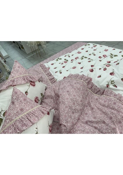 Çift Kişilik 160X200 cm Yatağa Uygun Lastikli Çarşaf, Fırfırlı Nevresim ve 2 Adet Fırfırlı Yastık Kılıfı fiyatları