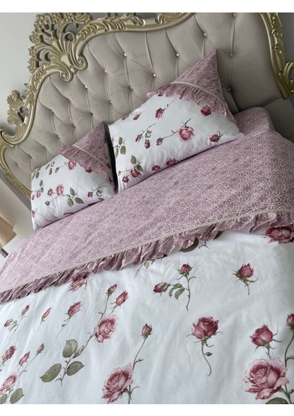 Çift Kişilik 160X200 cm Yatağa Uygun Lastikli Çarşaf, Fırfırlı Nevresim ve 2 Adet Fırfırlı Yastık Kılıfı fırsatları