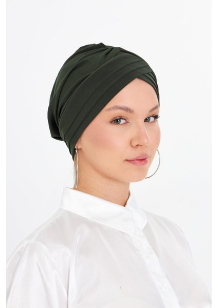 Haki Pratik Hazır Geçmeli Tesettür Bone Sandy Kumaş Üç Çapraz 1803_09 fiyatları