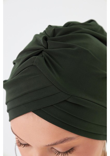 Haki Pratik Hazır Geçmeli Tesettür Bone Sandy Kumaş Üç Çapraz 1803_09 indirimleri