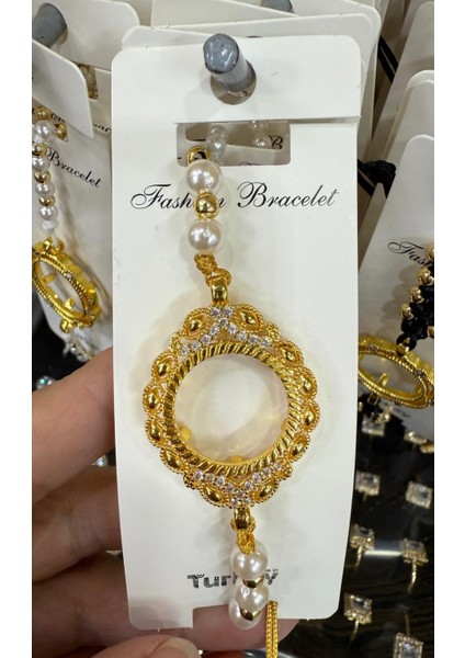 Çeyrek Takılan Altın Kaplama Incili Bileklik M3