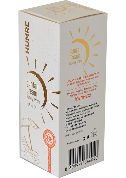 SPF 30+ Güneş Kremi 125 ml – Tüm Cilt Tiplerine Uygun, Hassas Cilt Dostu Geniş Spektrum UVA/UVB Koruması