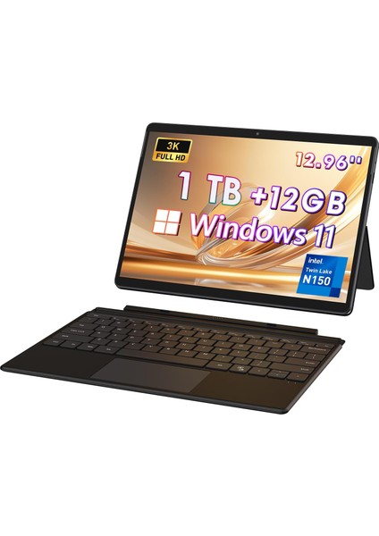 HI10 Max 3K İntel N150CPU 1TB Depolama 12GB Ram WIN11PRO 2 In1 13'' Tablet Pc+Klavye+Kalem+Türkçe Klavye Sticker