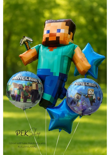 Minecraft Folyo Balon Seti 5li Minecraft Tema Doğum Günü Balonları fiyatları