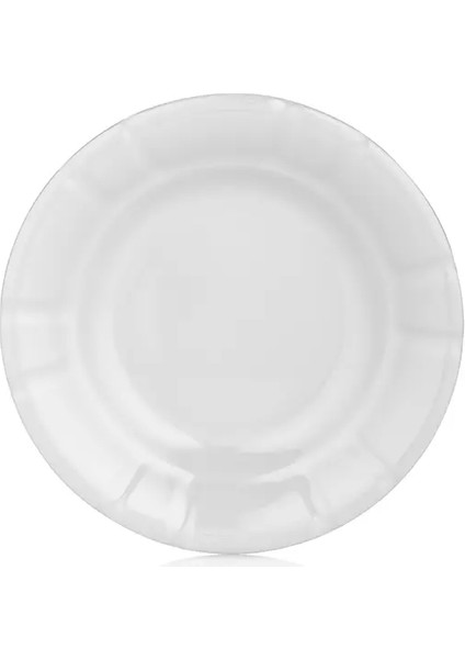 1018.PW - Classic 6'lı Beyaz Oluklu Çukur Tabak Seti 18 cm, Thermoset Melamin