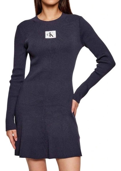 Kadın Uzun Kollu Kloş Mini Mavi Elbise LV047D307G-VEK