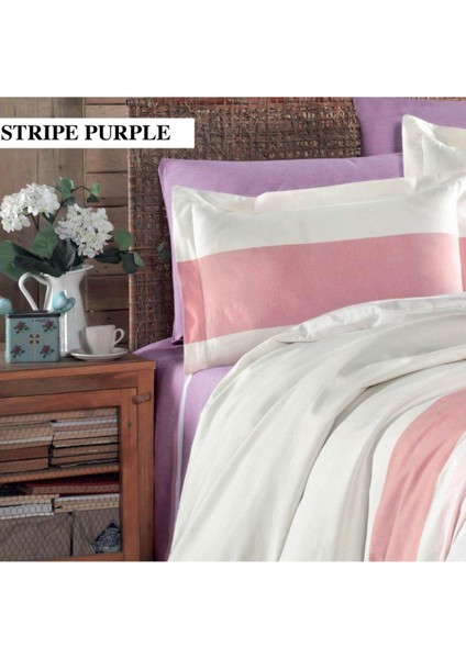 Stripe Mor Çift Kişilik Nevresim Takımı 200X220 cm fiyatları